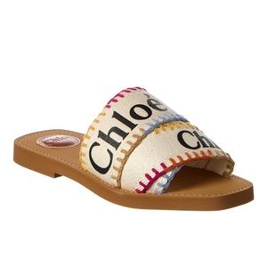 Chloé Woody Logo Canvas Slide size 37 New with Box
